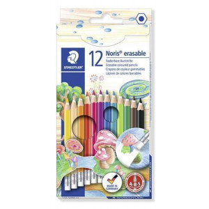 Barevné pastelky s gumou "Noris Club", 12 barev, sada, šestihranné, STAEDTLER