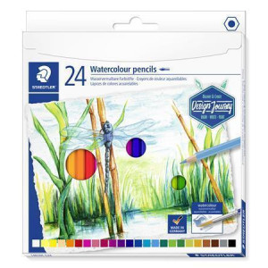 Akvarelové pastelky "Design Journey", 24 různých barev, sada, šestihranné, STAEDTLER