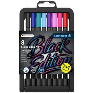 Kuličkové pero "Slider Edge XB Black Edition", 8 barev, 0,7 mm, s uzávěrem, SCHNEIDER 152292