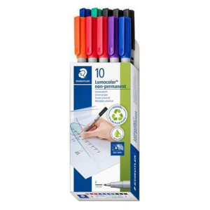 Ne-permanentní popisovač "Lumocolor 316 F", 6 barev, OHP, 0,6 mm, 10 ks/balení, STAEDTLER 316 B10