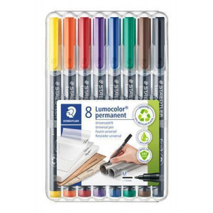 Permanentní popisovače  "Lumocolor 317 M", sada 8 barev, 0,8-1 mm, STAEDTLER