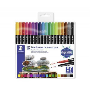 Permanentní popisovače "Twin-tip", 18 barev, 0,4/2,0 mm, oboustranné, STAEDTLER 3187 TB18