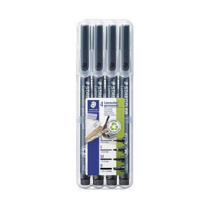 Permanentní popisovače "Lumocolor® 31", 4 různé šířky čar, černá, STAEDTLER 31-9WP4GS