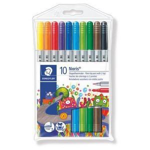 Fixy "Noris Club 320", 10 barev, sada, 1-3 mm, oboustranné, vypratelné, STAEDTLER