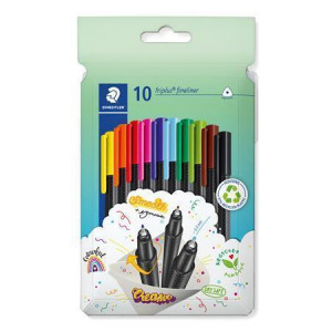 Fineliner "Triplus 334", 10 barev, sada, 0,3 mm, STAEDTLER 334 C10