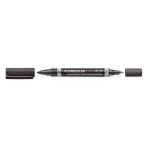Permanentní popisovač "Lumocolor 348 Duo", černá, kuželový hrot, F/M, oboustranný, STAEDTLER