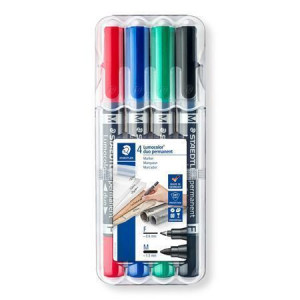 Permanentní popisovač "Lumocolor 348 Duo", sada, 4 barvy, kuželový hrot, F/M, oboustranný, STAEDTLER