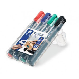 Permanentní popisovač "Lumocolor 350", sada, 4 barvy, klínový hrot, STAEDTLER