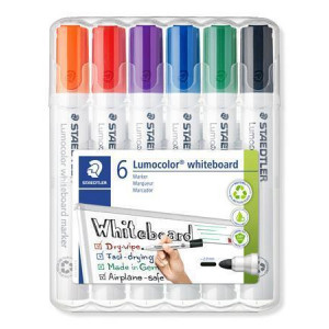 Popisovače na bílou tabuli "Lumocolor 351", 6 barev, 2 mm, kuželový hrot, STAEDTLER 351 WP6-1