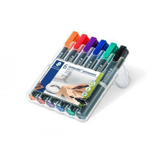 Permanentní popisovač "Lumocolor 352", sada, 6 barev, 2 mm, kuželový hrot, STAEDTLER 352 WP6