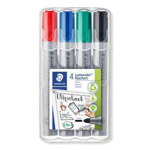 Popisovač na flipchart "Lumocolor 356", sada, 4 barvy, kuželový hrot, STAEDTLER