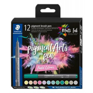 Štětcové fixy "Pigment Arts", 12 pastelových barev, 1 mm, STAEDTLER 371 C12-2