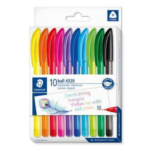 Kuličkové pero "Ball 4320", 10 barev, sada, 0,5 mm, STAEDTLER 4320 MC10