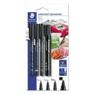 Permanentní popisovače "Lumocolor", černá, sada 4 šířek, STAEDTLER 60 BK-6
