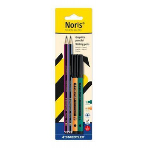 Grafitová tužka "Noris colour edition set", 2 ks+oranžový a zelený fix, HB, sada, STAEDTLER 61 BK4-2