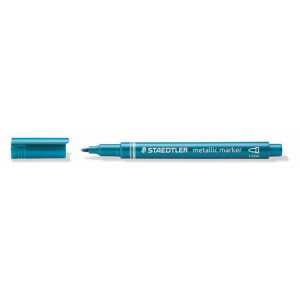 Dekorační popisovač, metalická modrá, 1-2 mm, kuželový hrot, STAEDTLER