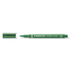 Dekorační popisovač, metalická zelená, 1-2 mm, kuželový hrot, STAEDTLER