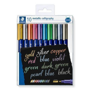 Kaligrafické popisovače "Design Journey Metallic Calligraphy", 10 barev, 2,8 mm, STAEDTLER 8325 TB10