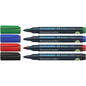 Permanentní popisovač "Maxx 130", mix barev, 4ks, 1-3mm, kuželový hrot, SCHNEIDER