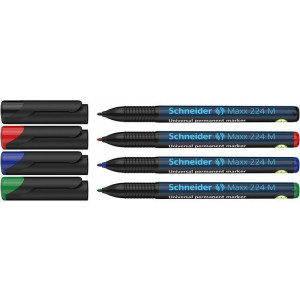 Permanentní popisovač "Maxx 224 M", mix barev, 4ks, 1mm, OHP, SCHNEIDER
