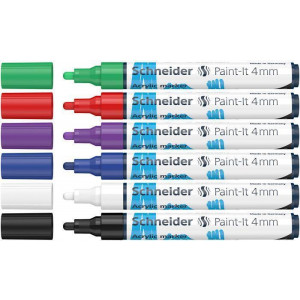 120295 Akrylové popisovače "Paint-It 320", sada 6 barev, 4 mm, SCHNEIDER