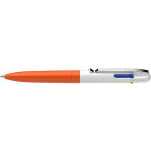 Kuličkové pero "Take 4 neon", oranžovo-bílá, 0,5 mm, stiskací mechanismus, 4-barevné, SCHNEIDER 1381