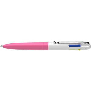 Kuličkové pero "Take 4 neon", růžovo-bílá, 0,5 mm, stiskací mechanismus, 4-barevné, SCHNEIDER 138129