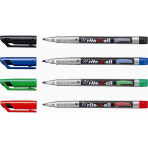 Permanentní popisovač "Write-4-all", černá, 1mm, kuželový hrot, STABILO