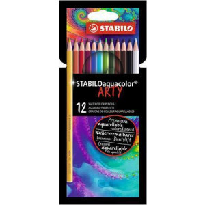 Akvarelové pastelky "Aquacolor ARTY", 12 různých barev, STABILO