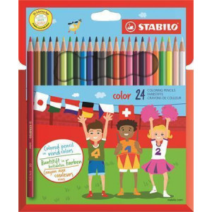 Barevné pastelky "Color", šestihranné, 24 různých barev, STABILO