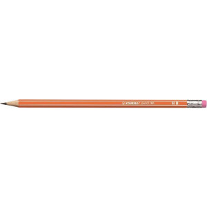 Grafitová tužka s gumou "Pencil 160", oranžová, HB, šestihranná, STABILO