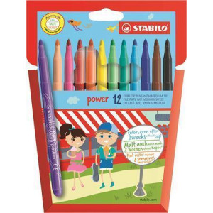 Fixy "Power", 2 mm, 12 barev, STABILO