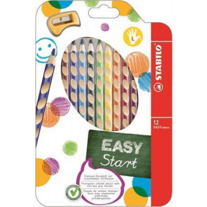 Barevná pastelka "Easycolours", HB, trojhranná, pro leváky, 12ks/bal., STABILO