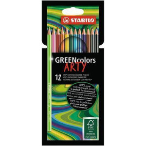 Pastelky "GreenColors ARTY", 12 různých barev, šestihranná, STABILO