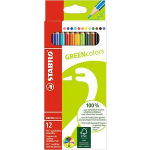 Barevné pastelky "GreenColours", 12ks, šestihranné, STABILO
