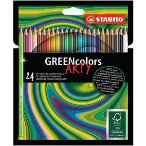 Pastelky "GreenColors ARTY", 24 různých barev, šestihranná, STABILO