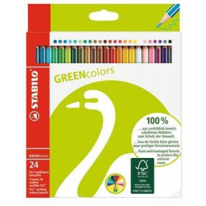 Barevné pastelky "GreenColours", 24ks, šestihranné, STABILO