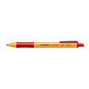 Kuličkové pero "Pointball", červená, 0,5mm, stiskací mechanismus, STABILO
