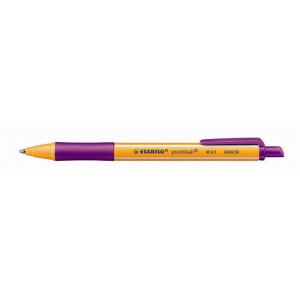 Kuličkové pero "Pointball", purpurová, 0,5mm, stiskací mechanismus, STABILO