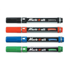 Permanentní popisovač "Mark-4-all", černá, 1,5-2,5mm, kuželový hrot, STABILO