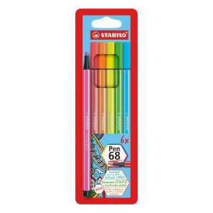 Fixy "Pen 68", 6 neonových barev, 1mm, STABILO