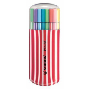 Fixy "Pen 68 Zebrui", sada, 20 různých barev, 1mm, červené pouzdro, STABILO