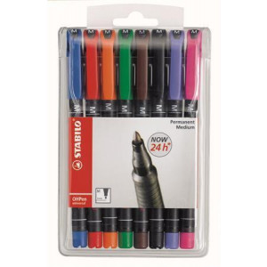 Permanentní popisovač "OHPen M", 8 různých barev, 1 mm, STABILO
