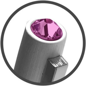 Kuličkové pero "Oslo", stříbrná, růžový krystal SWAROVSKI®, 13 cm, ART CRYSTELLA® 1805XGO210