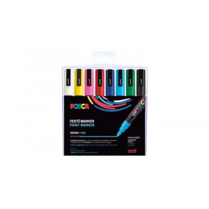 Akrylový popisovač "Posca PC-3M", 8 různých barev, sada, 0,9-1,3 mm, UNI 2UPC3M8DB