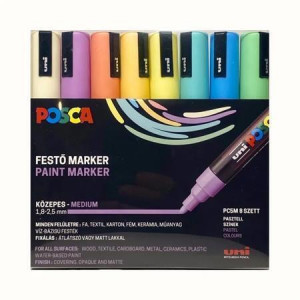 Akrylový popisovač "Posca PC-5M", 8 pastelových barev, sada, 1,8-2,5 mm, UNI 2UPC5MPASZTELL