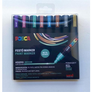 Akrylové popisovače "Posca PC-5M", sada 8 ks, metalické, 1,8-2,5 mm, UNI