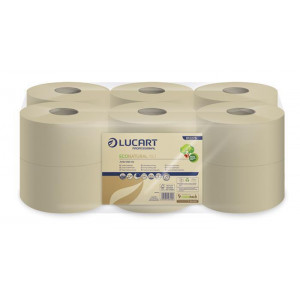 Toaletní papír "EcoNatural 19 J", hnědá, 2-vrstvý, 160 m, průměr 19 cm,  jumbo role, LUCART 812276