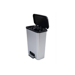 Odpadkový koš "Compatta", černá-stříbrná, pedálový, hranatý, 50 l, CURVER 249811
