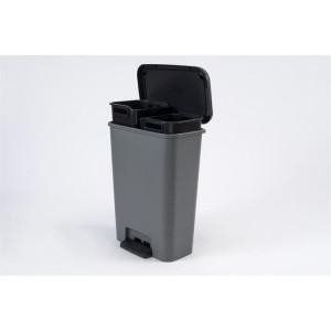 Odpadkový koš "Compatta Duo", tmavě šedá, pedálový, hranatý, 2x 23 l, CURVER 249813